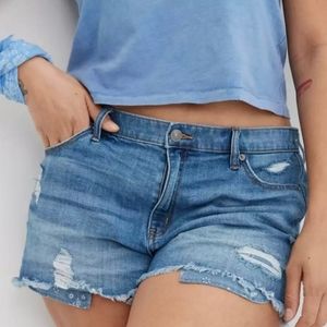 Aerie Daydream Denim Distressed Elastic Waistband Shorts
